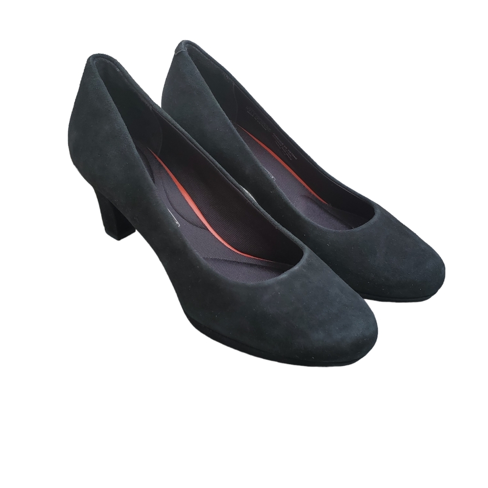 Rockport Total Motion Trutech Womens Black Suede Leather Shoes Heels 6.5 M